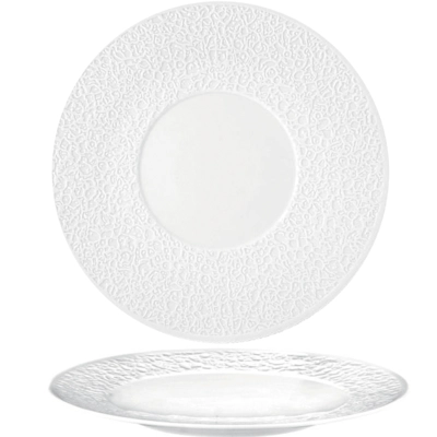 Nori Assiette plate blanche, Ø 33 cm, large bord, avec relief_1