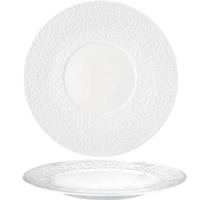 Nori Assiette plate blanche, Ø 33 cm, large bord, avec relief