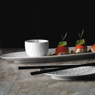 Nori plateau plat, blanc 44x14 cm, relief complet _2