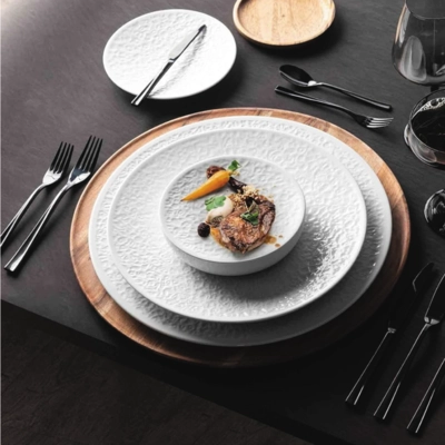 Nori Plateau de service blanc, Ø 16cm avec relief_2