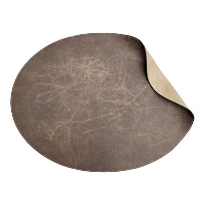Set de table Vintage, Cacao/Grège, 33 x 43 cm ovale, utilisable des deux côtés_1
