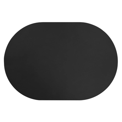 Aredo Tischset schwarz, recyceltes Leder,  oval 40 x 27.5 cm, abwaschbar_1