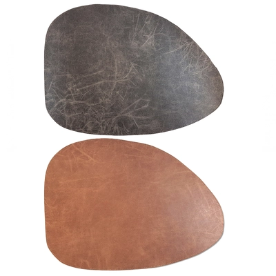 Tischset Vintage Schiefer/Camel, asymmetrisch 33 x 43 cm, beidseitig verwendbar_1