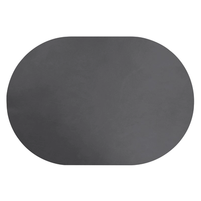 Aredo Set de table anthracite, cuir recyclé,  ovale 40 x 27,5 cm, lavable_1
