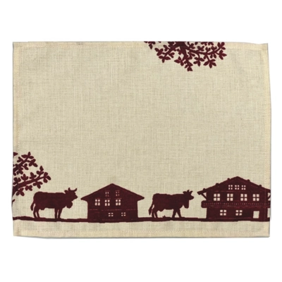 Tischset Alpes Textil, 33x43cm, vanille, Dekor rot waschbar bei 40° C_1