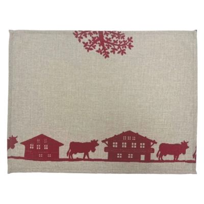 Tischset Alpes Textil 33x43cm beige mit Dekor rot, waschbar bei 40° C_1