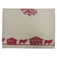Tischset Alpes Textil 33x43cm beige mit Dekor rot, waschbar bei 40° C