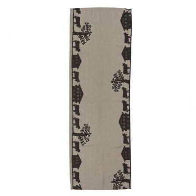 Chemin de table Alpes,45 x130cm beige, décor chocolat, lavable à 40° C_1