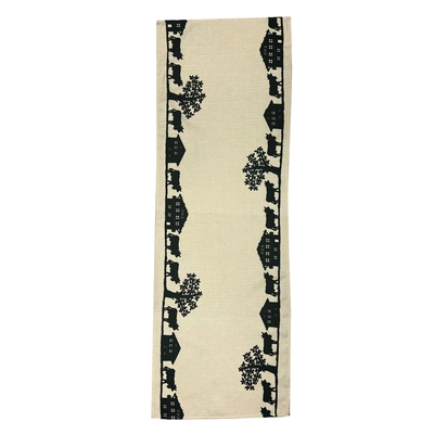 Chemin de table Alpes 45x130cm vanille décor chocolat, lavable à 40° C_1