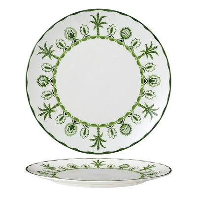 Sultan's Garden grün Coupe Teller flach,  breite Fahne, Ø 27 cm, William Edwars - Bone China_1