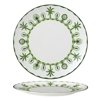 Sultan's Garden grün Coupe Teller flach,  breite Fahne, Ø 27 cm, William Edwars - Bone China