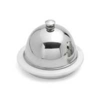 Beurrier porcelaine avec cloche inox, 9 cm Ø 