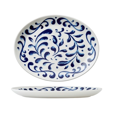 Messina Blue Teller Coupe flach oval, 25.25 cm _1