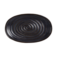 Azores Caldeira, assiette plate, ovale, noir, 28 x 17 cm