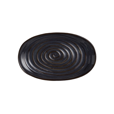 Azores Caldeira, assiette plate, ovale, noir, 23 x 15.25 cm_1