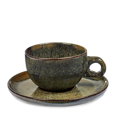 Sergio Herman, Cappuccino tasse avec soucoupe, Indi grey, tasse 23 cl, soucoupe Ø 16.5 cm_1