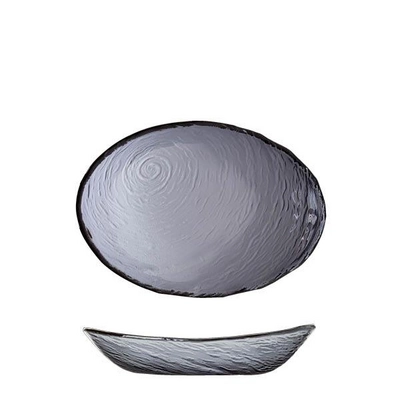 Scape Glas Teller oval, Rauchglas, 30 x 20 cm _1