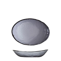 Scape Glas Teller oval, Rauchglas, 30 x 20 cm 