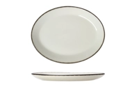 Charcoal Dapple Assiette plate ovale, 20 x 16 cm _1