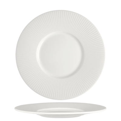 Willow Gourmet Teller flach, weiss, Ø 28.5 cm, mit medium Fahne_1