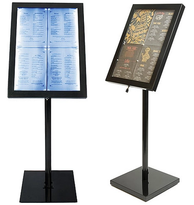 Présentoir à menus LED, pour quatre pages A4, couvercle en verre, connexion avec un câble de 5 m_1