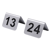 Numéros de table en acier inox 18/10, n° 13 - 24 