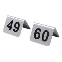 Numéros de table en acier inox 18/10, n° 49 - 60 