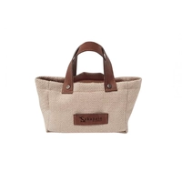 Smart Brotbag Uni, beige, 8 x 18 cm, H: 11 cm Polyester, Woll-/Lederoptik, mit Henkel, 30°