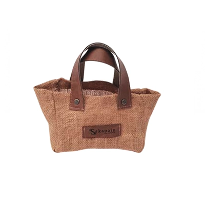 Smart Brotbag Jute, 8 x 18 cm, H: 11 cm Jute mit Polyester Lederoptik, mit Henkel, 30°_1