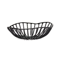Corbeille à pain / à fruits Catu noire, Ø 15 cm, en métal siliciumisé