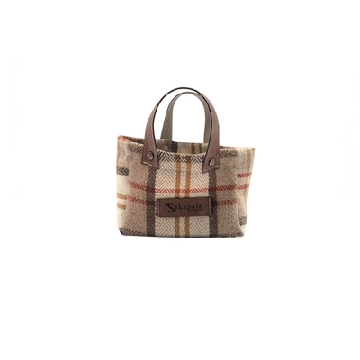 Smart Brotkbag -Korb Karo beige, 6 x 13 cm, H: 9cm Polyester, Woll-/Lederoptik, mit Henkel, 30°_1