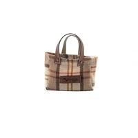 Smart Brotkbag -Korb Karo beige, 6 x 13 cm, H: 9cm Polyester, Woll-/Lederoptik, mit Henkel, 30°