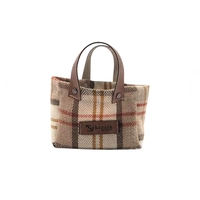 Smart Brotbag -Korb Karo beige, 8 x 18 cm, H: 11cm Polyester, Woll-/Lederoptik,mit Henkel, 30°