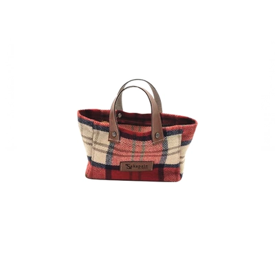 Smart Brotbag -Korb Karo rot, 6 x 13 cm, H: 9cm Polyester, Woll-/Lederoptik, mit Henkel, 30°_1