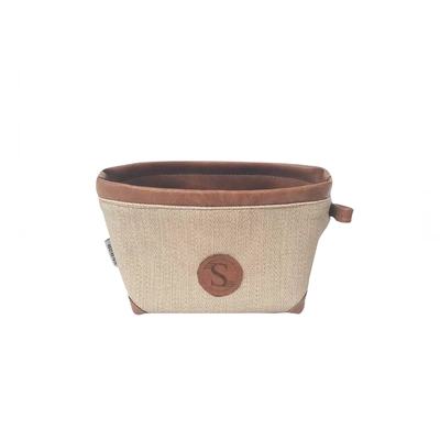 Smart Brotbag -Korb beige, 11 x 13 cm, H: 12 cm, Polyester, Stoff-/Lederoptik, waschbar bei 30°_1