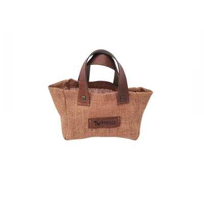 Smart Brotbag -Korb Jute, 6 x 13 cm, H: 9 cm Jute, mit Lederoptik Henkel, 30°_1
