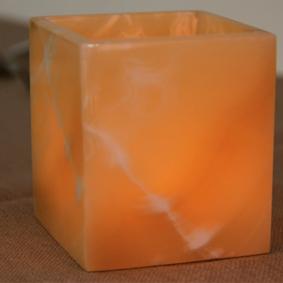 Square Windlicht, handgefertigt Höhe 9 cm, aus Alabaster, quadratisch, 8 x 8 cm_2