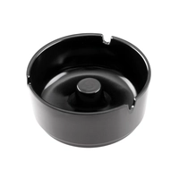 Cendrier en plastique noir, Ø 10 cm 