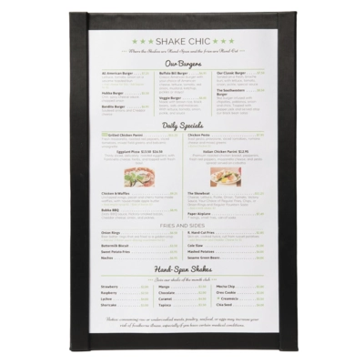 Carte de menu magnétique en optique soie,noir,A4 _1