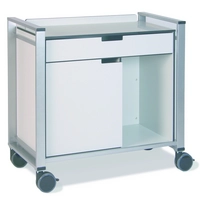 Chariot de service, 112 x 53.5 x 107 cm gris clair, 4 roues 12.5 cm Ø, dont 2 avec frein