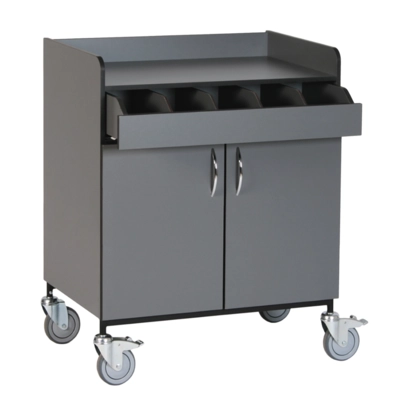 Chariot de service, 81.5 x 52 cm, H: 100 cm, 4 roues pivovantes Ø 12.5 cm, dont 2 avec frein_1