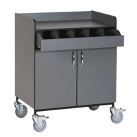 Chariot de service, 81.5 x 52 cm, H: 100 cm, 4 roues pivovantes Ø 12.5 cm, dont 2 avec frein