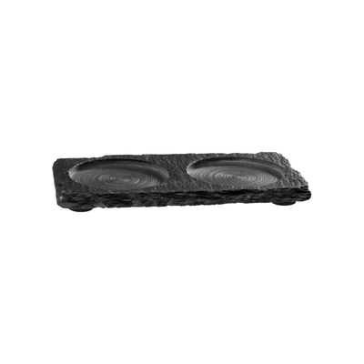 Naturschieferplatte Morra, 15x8 cm,  2 Vertiefungen Ø 6 cm_1