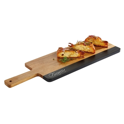 Schiefer Servierbrett Rockwood, 36 x 15 cm, H: 1.5 cm, Akazienholz, Naturschiefer_2
