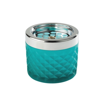 Cendrier antivent, turquoise, couv.chromé, 9.5cmØ _1