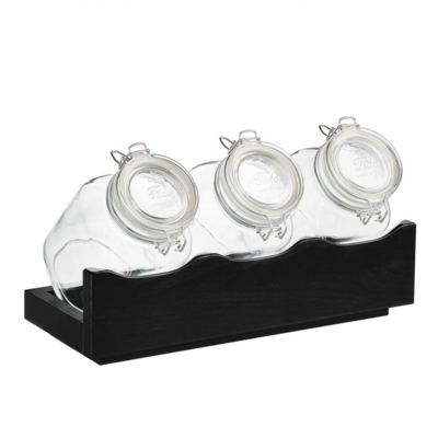 Buffetsystem Good Morning, 3 Glas Behälter, 2 l Basis 43x17 cm, H: 13.5 cm, Holz Wenge_1