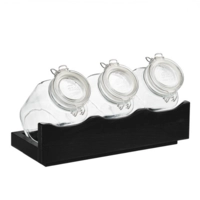 Buffetsystem Good Morning, 3 Glas Behälter, 2 l Basis 43x17 cm, H: 13.5 cm,  Holz Wenge