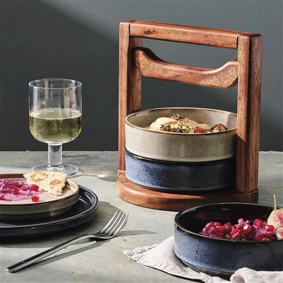 Steelite Holzständer Rantang Carrier, Ø 21 cm, 20.9 x 18.4 cm, H: 22.2 cm_2