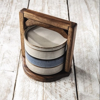 Steelite Holzständer Rantang Carrier, Ø 21 cm, 20.9 x 18.4 cm, H: 22.2 cm_3