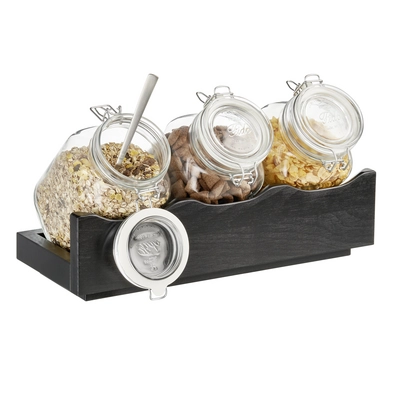 Buffetsystem Good Morning, 3 Glas Behälter, 2 l Basis 43x17 cm, H: 13.5 cm, Holz Wenge_2